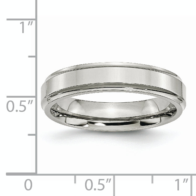 Stainless Steel Polished 5mm Ridged Edge Band