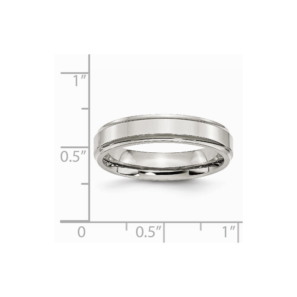 Stainless Steel Ridged-Edge 5mm Polished Band