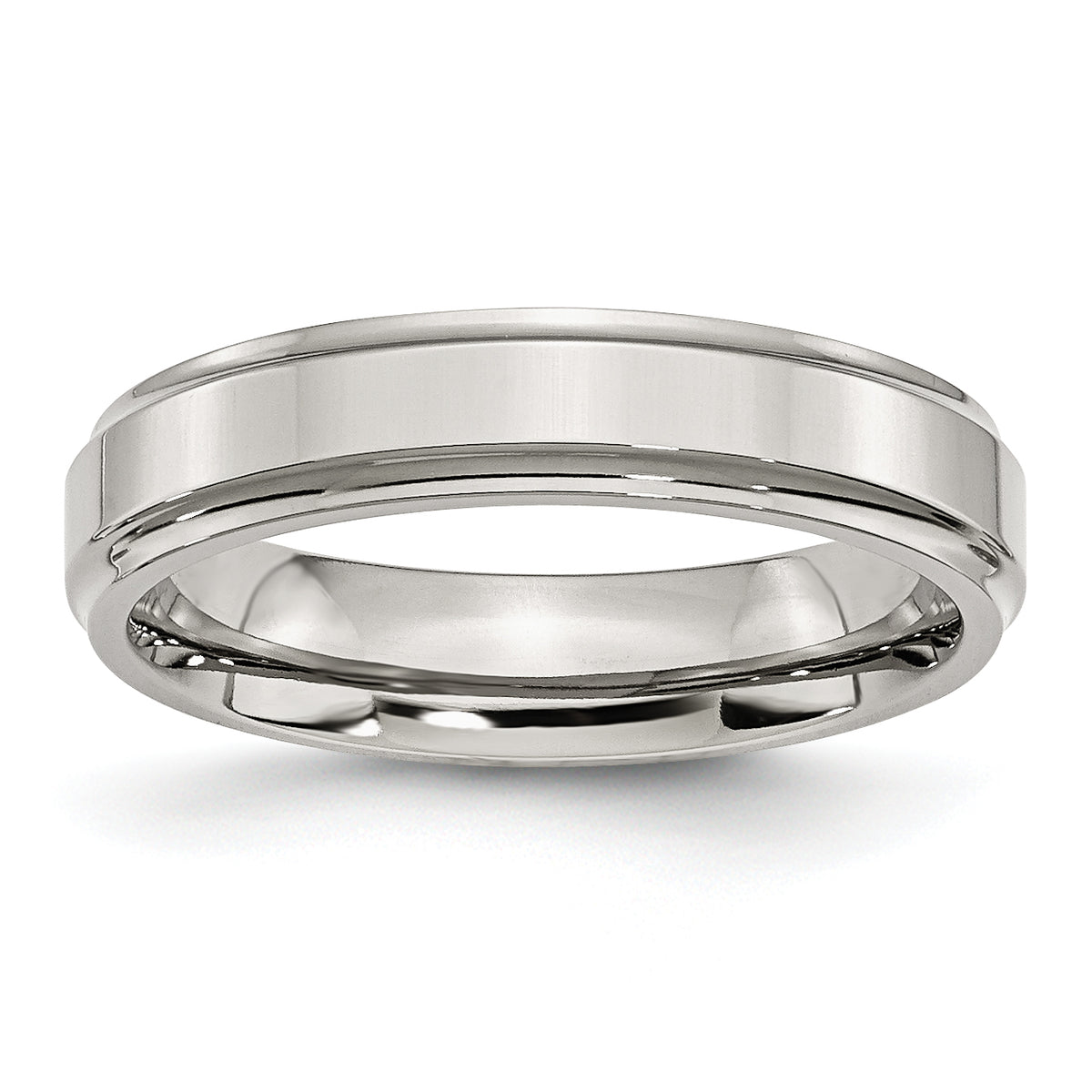 Stainless Steel Polished 5mm Ridged Edge Band