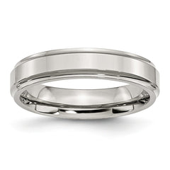 Stainless Steel Ridged-Edge 5mm Polished Band