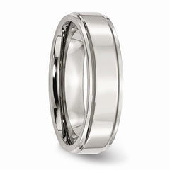 Stainless Steel Ridged Edge 6mm Polished Band