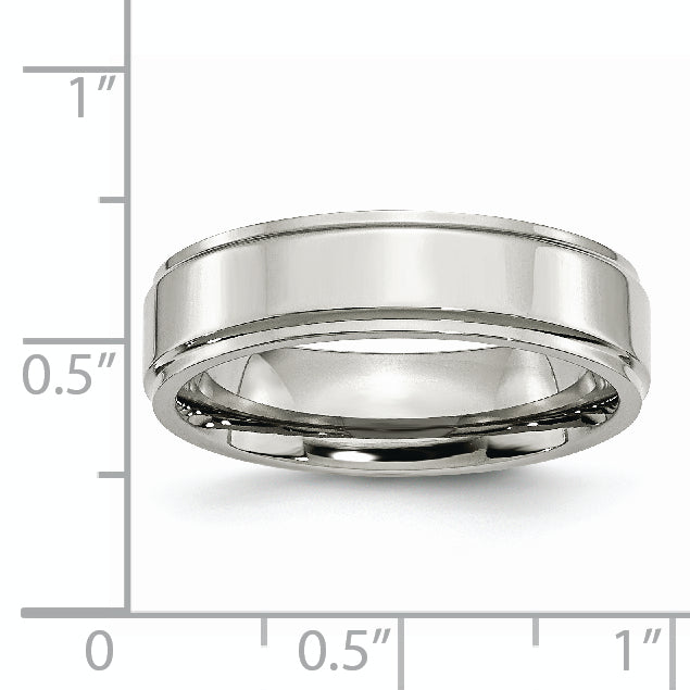 Stainless Steel Polished 6mm Ridged Edge Band