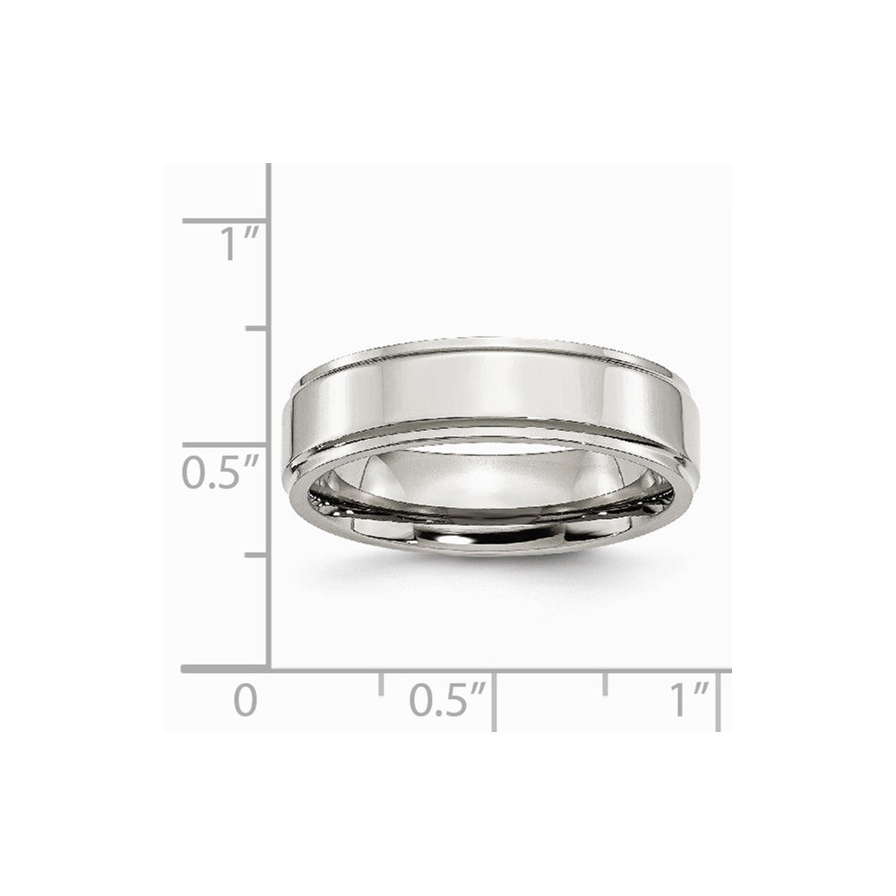 Stainless Steel Ridged Edge 6mm Polished Band