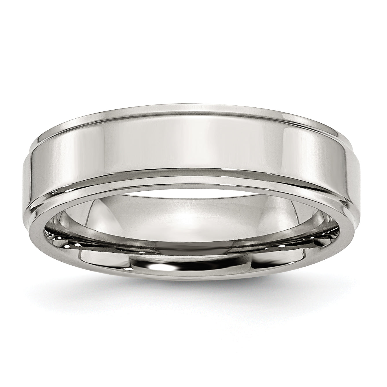 Stainless Steel Polished 6mm Ridged Edge Band