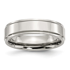 Stainless Steel Ridged Edge 6mm Polished Band