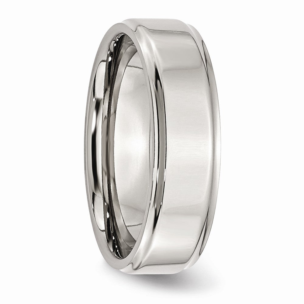 Stainless Steel Ridged Edge 7mm Polished Band