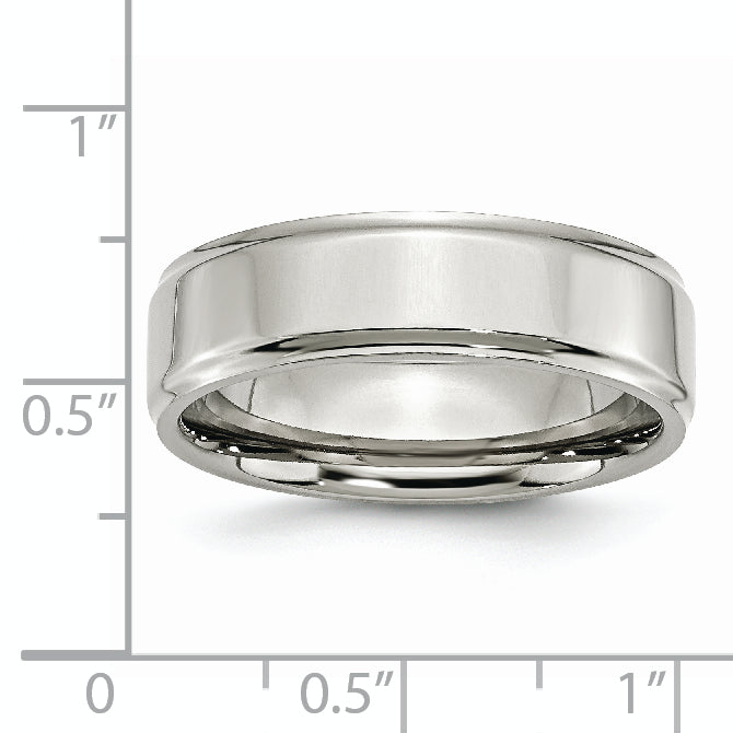 Stainless Steel Polished 7mm Ridged Edge Band