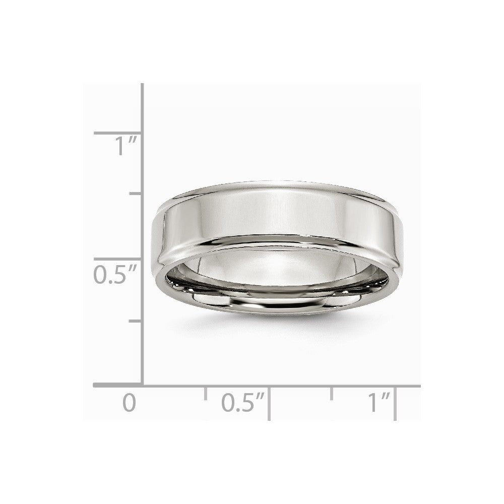 Stainless Steel Ridged Edge 7mm Polished Band