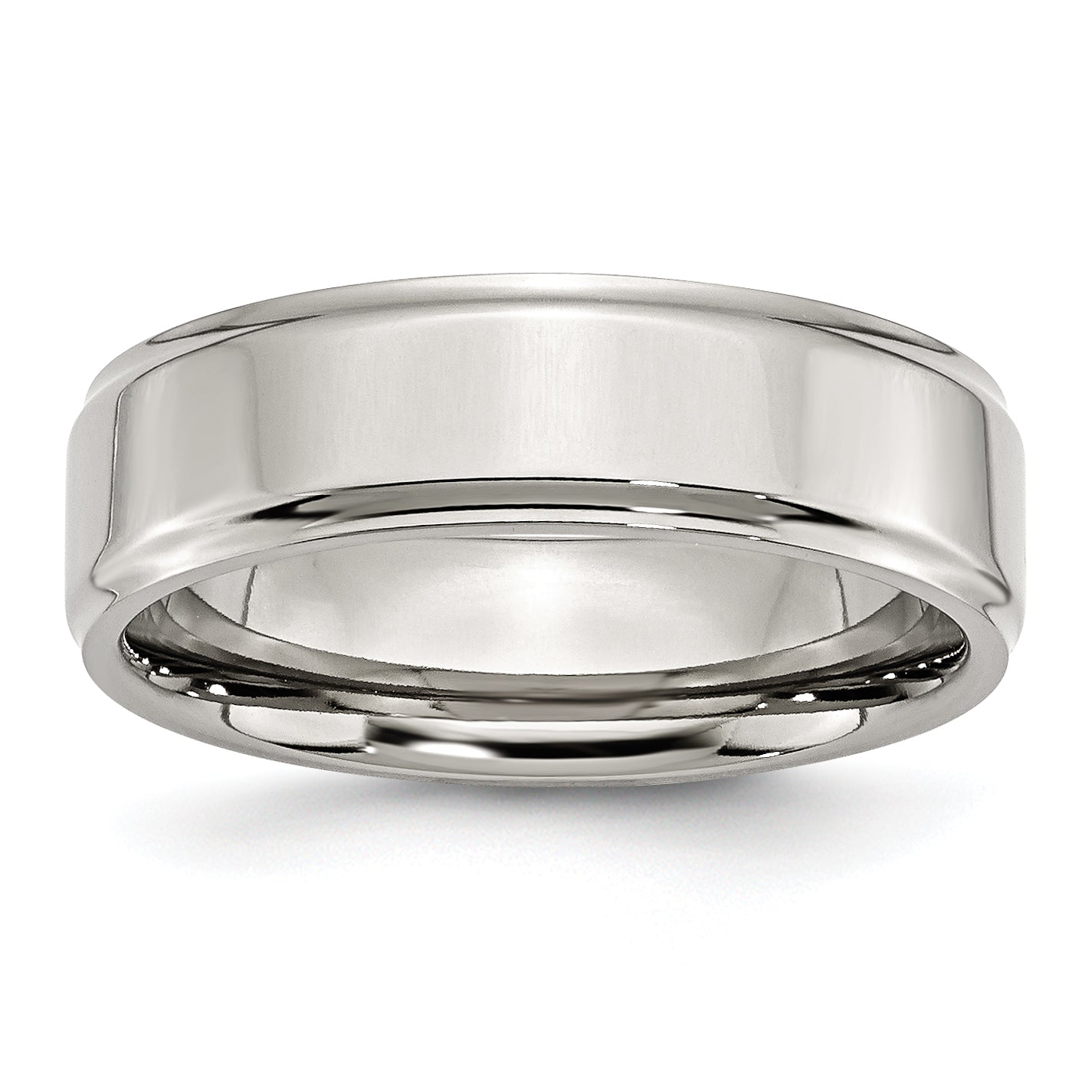 Stainless Steel Polished 7mm Ridged Edge Band