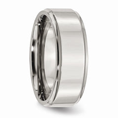 Stainless Steel Ridged Edge 8mm Polished Band