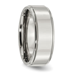 Stainless Steel Polished 8mm Ridged Edge Band