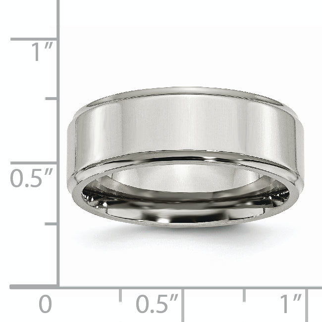 Stainless Steel Polished 8mm Ridged Edge Band