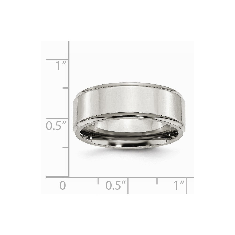 Stainless Steel Ridged Edge 8mm Polished Band