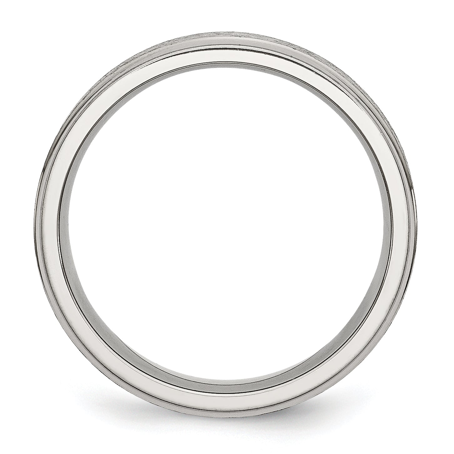 Stainless Steel Polished with Satin Center 6mm Ridged Edge Band