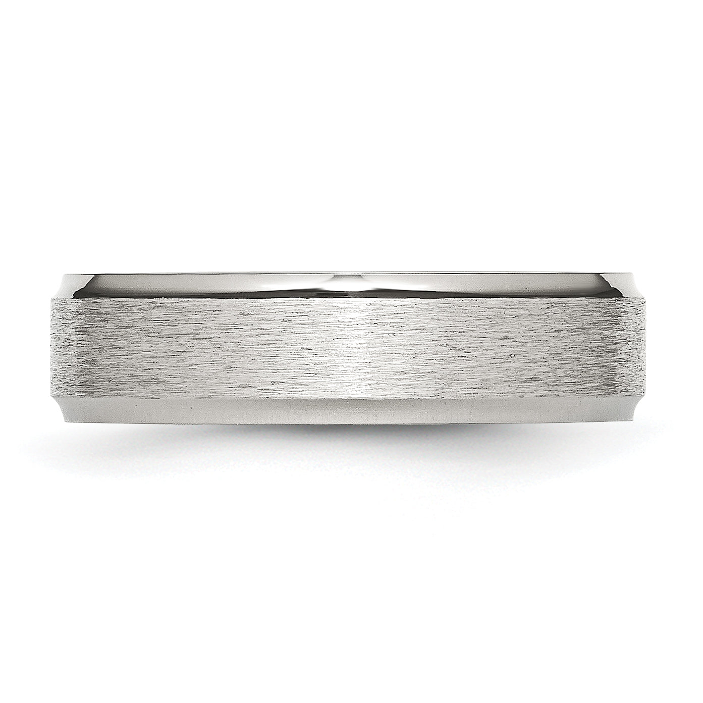 Stainless Steel Polished with Satin Center 6mm Ridged Edge Band