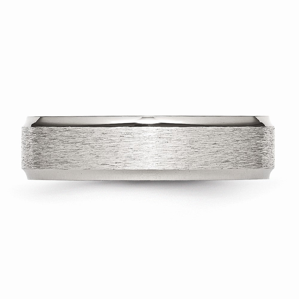 Stainless Steel Ridged Edge 6mm Satin and Polished Band