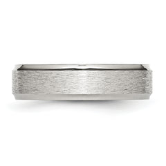 Stainless Steel Polished with Satin Center 6mm Ridged Edge Band