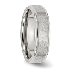 Stainless Steel Polished with Satin Center 6mm Ridged Edge Band