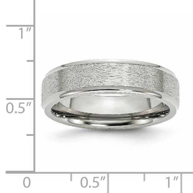 Stainless Steel Polished with Satin Center 6mm Ridged Edge Band