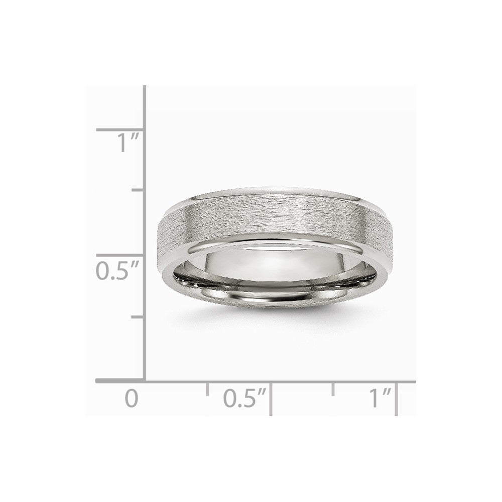 Stainless Steel Ridged Edge 6mm Satin and Polished Band