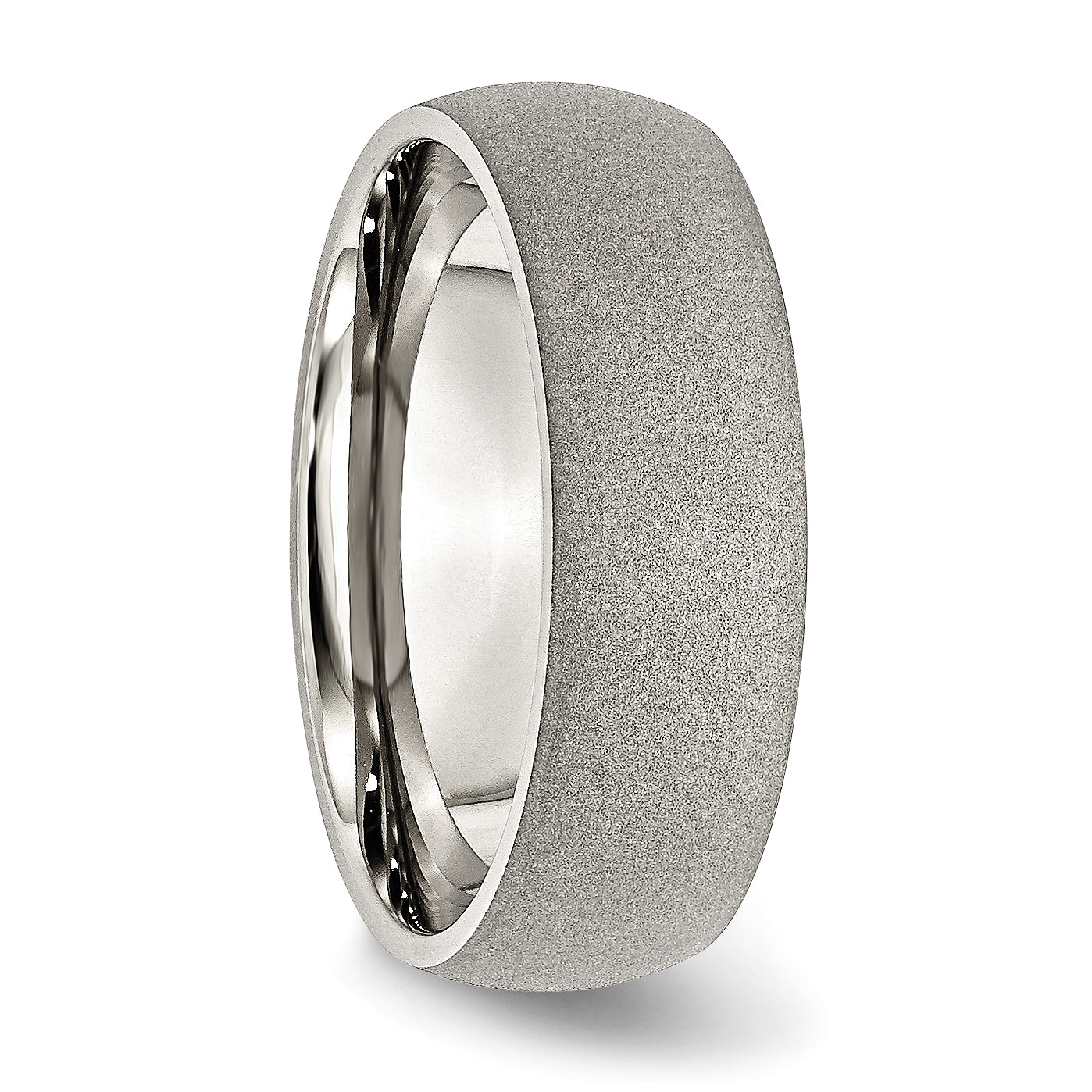 Stainless Steel Polished with Stone Finish 7mm Band