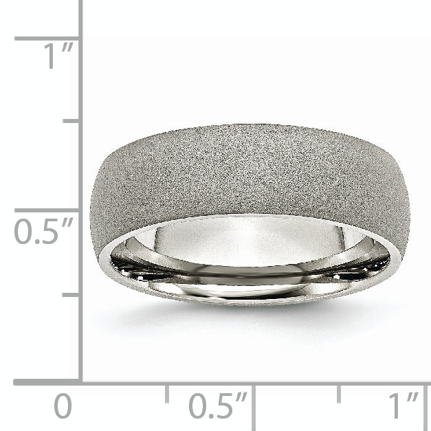 Stainless Steel Polished with Stone Finish 7mm Band