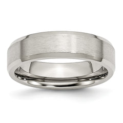 Stainless Steel Flat Beveled Edge 6mm Brushed and Polished Band