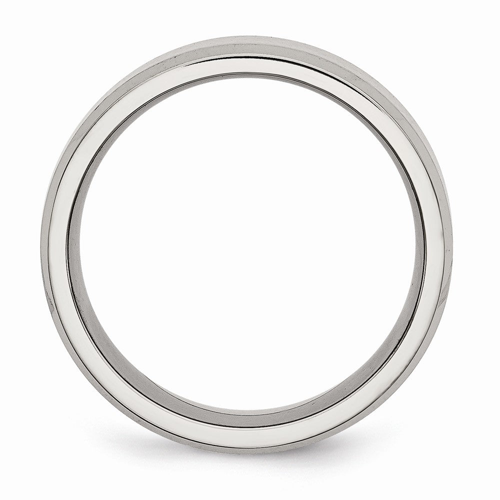 Stainless Steel Flat Beveled Edge 8mm Brushed and Polished Band