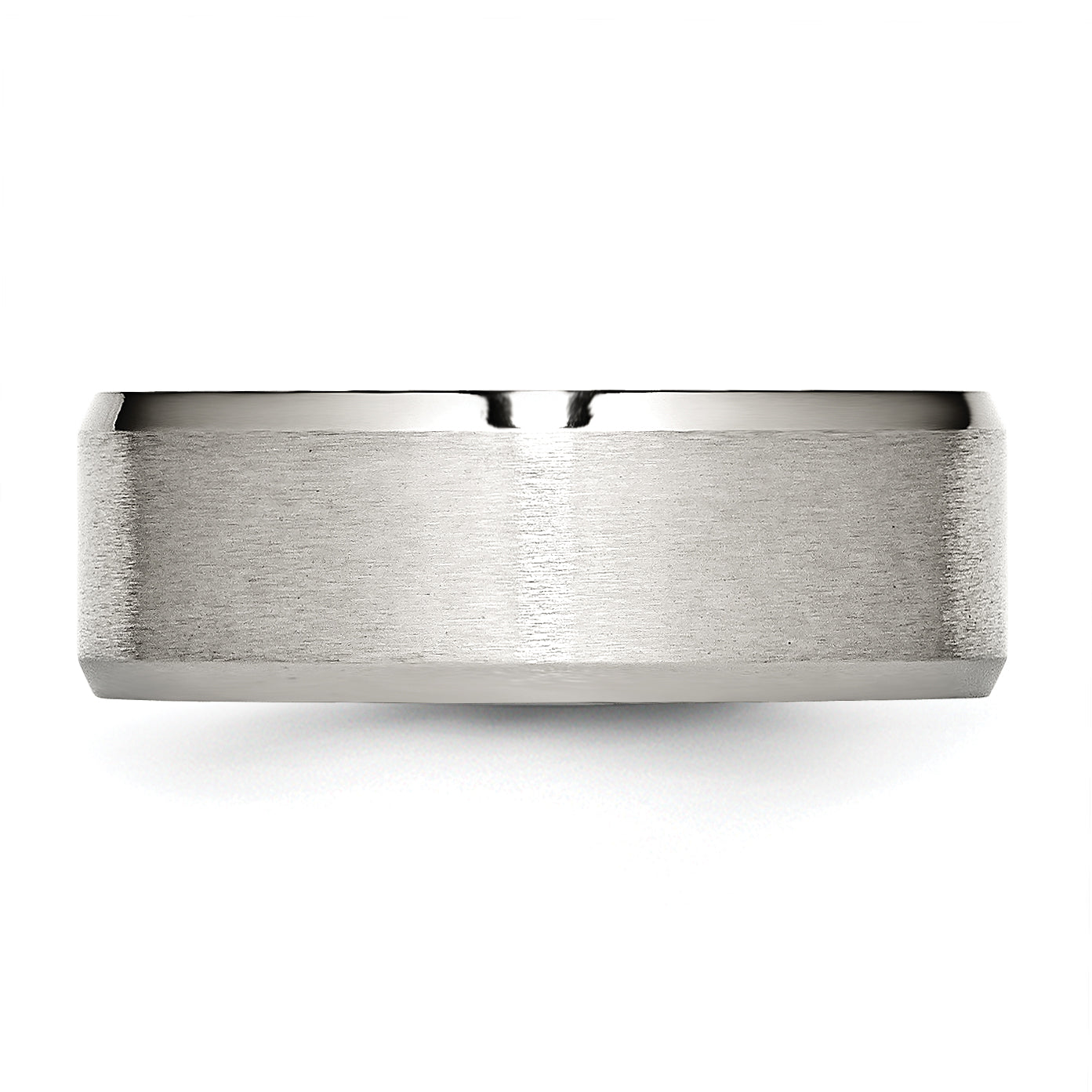 Stainless Steel Polished with Brushed Center 8mm Flat Beveled Edge Band