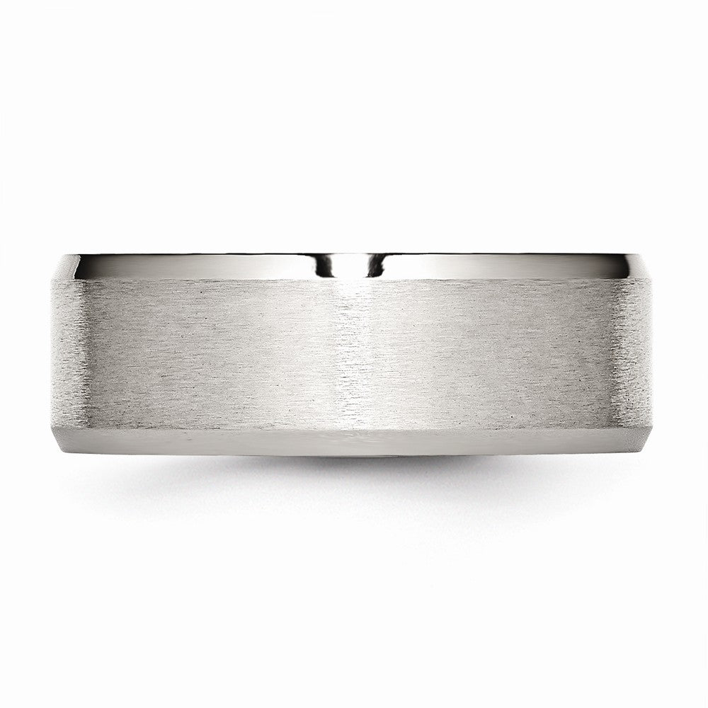 Stainless Steel Flat Beveled Edge 8mm Brushed and Polished Band