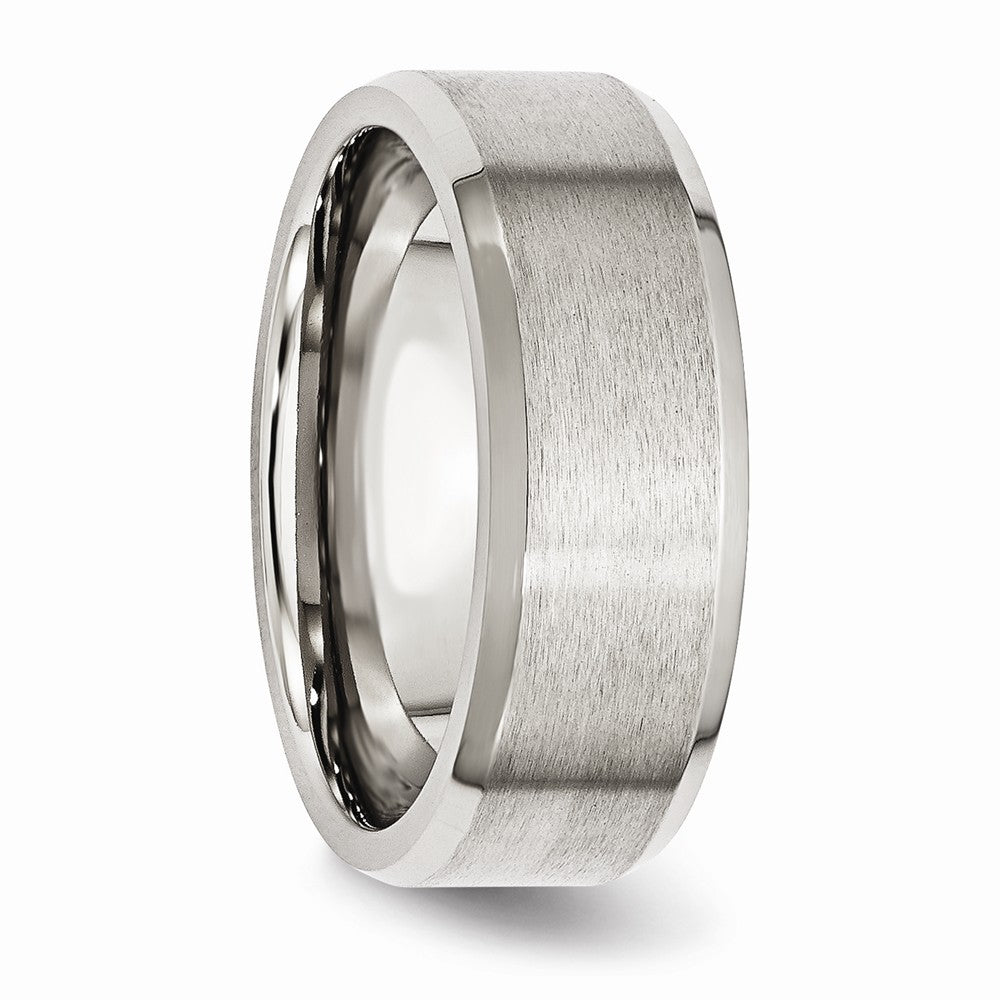 Stainless Steel Flat Beveled Edge 8mm Brushed and Polished Band