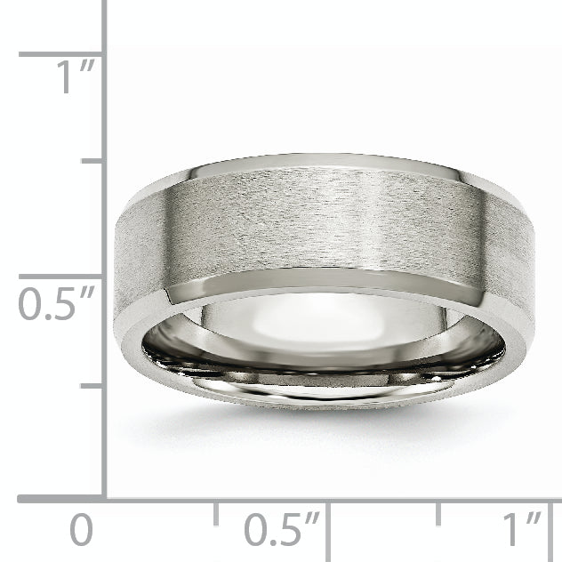 Stainless Steel Polished with Brushed Center 8mm Flat Beveled Edge Band