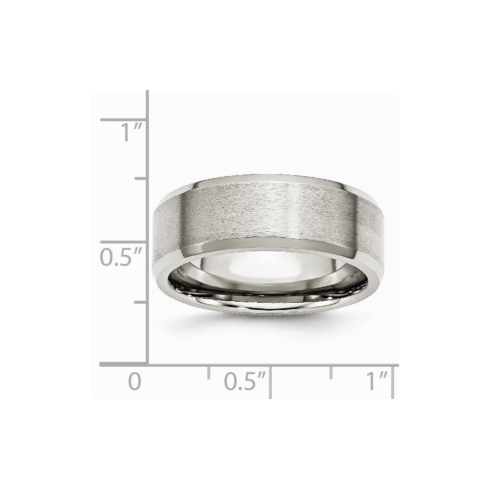 Stainless Steel Flat Beveled Edge 8mm Brushed and Polished Band