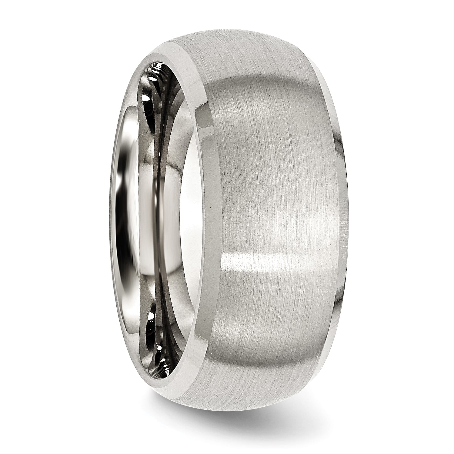 Stainless Steel Brushed and Polished 10mm Beveled Edge Band