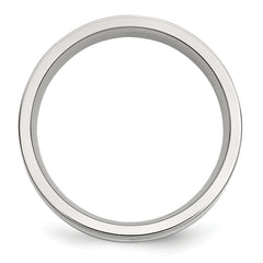 Stainless Steel WithSterling Silver Inlay Polished 6mm Flat Band