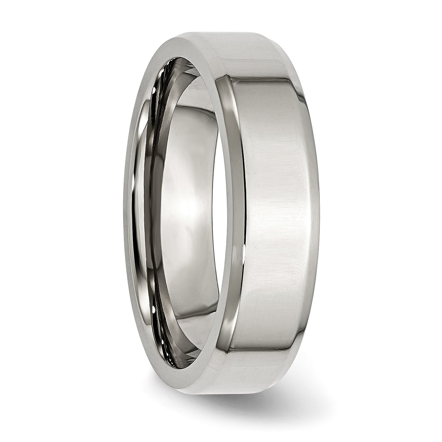 Stainless Steel Polished 6mm Beveled Edge Band