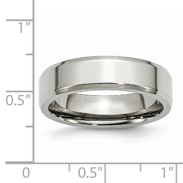 Stainless Steel Polished 6mm Beveled Edge Band