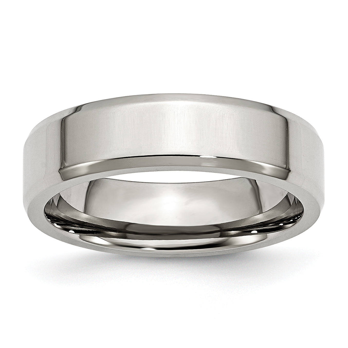 Stainless Steel Polished 6mm Beveled Edge Band