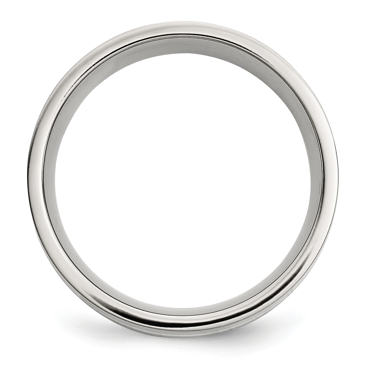 Stainless Steel with Sterling Silver Inlay Polished 8mm Flat Band