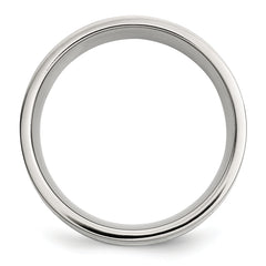 Stainless Steel with Sterling Silver Inlay Polished 8mm Flat Band