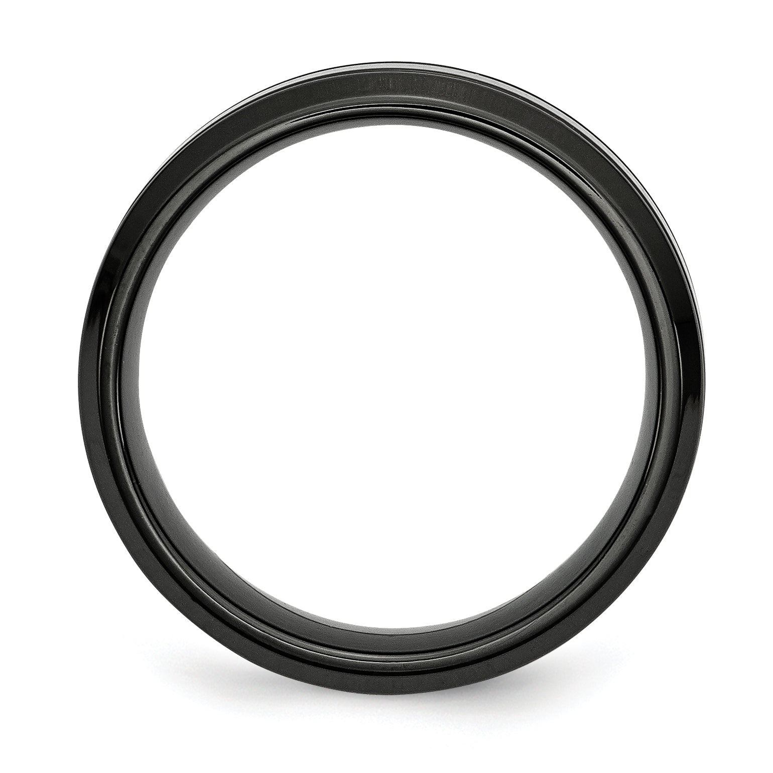 Stainless Steel Polished Black IP-plated 7mm Grooved Band