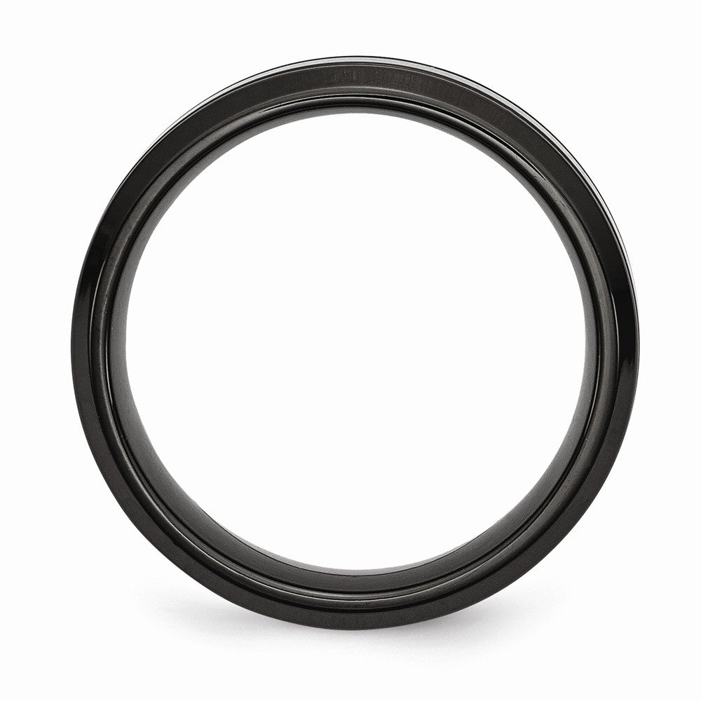 Stainless Steel Black IP-plated Grooved and Polished 7mm Band