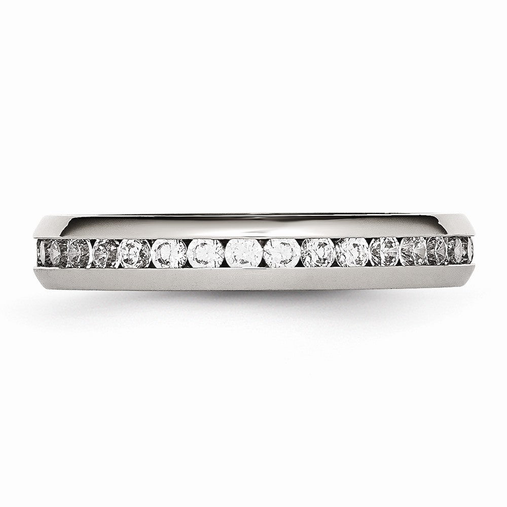 Stainless Steel 4mm April Clear CZ Ring