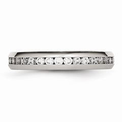 Stainless Steel 4mm April Clear CZ Ring