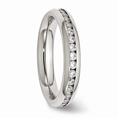 Stainless Steel 4mm April Clear CZ Ring