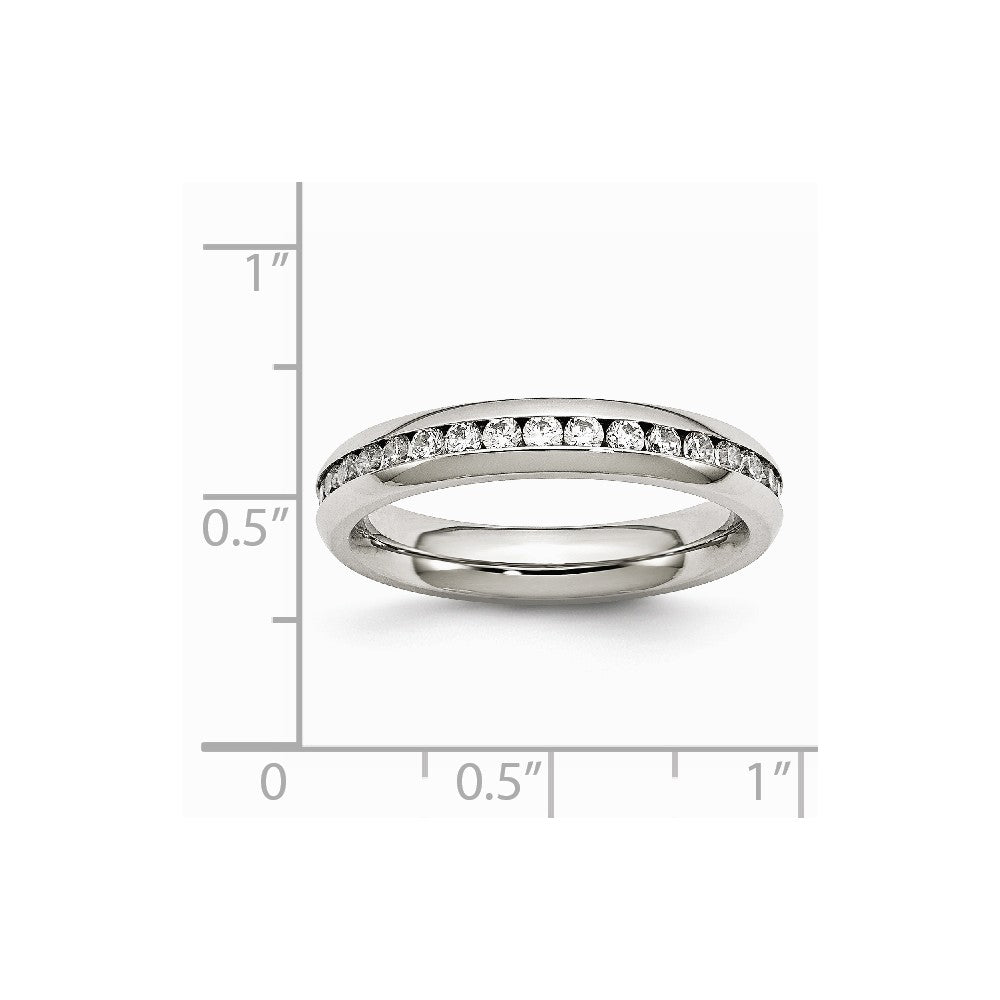 Stainless Steel 4mm April Clear CZ Ring