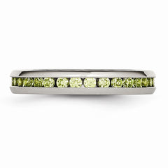 Stainless Steel 4mm August Light Green CZ Ring