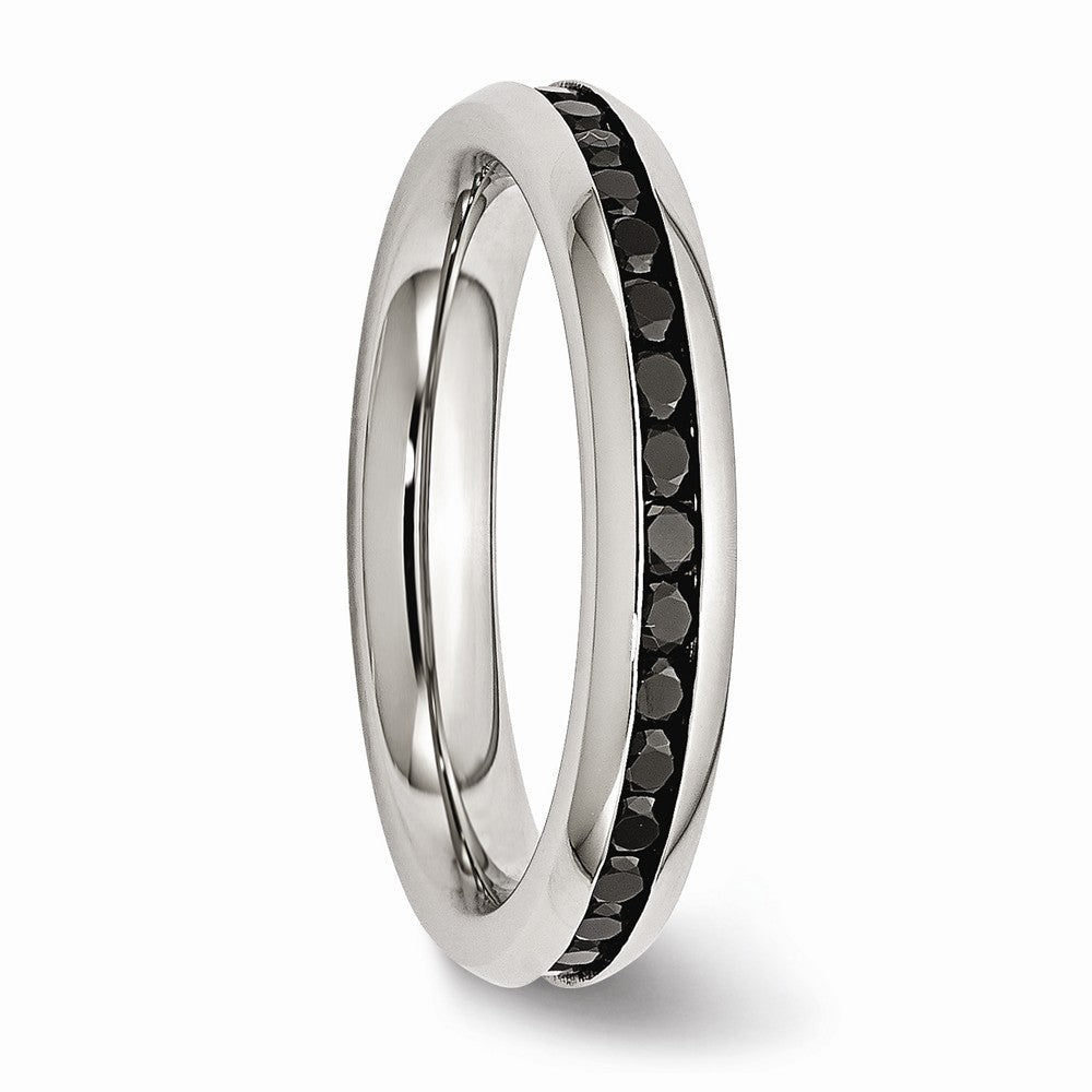 Stainless Steel 4mm Black CZ Ring