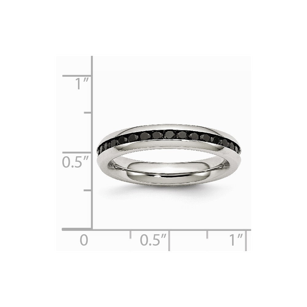 Stainless Steel 4mm Black CZ Ring