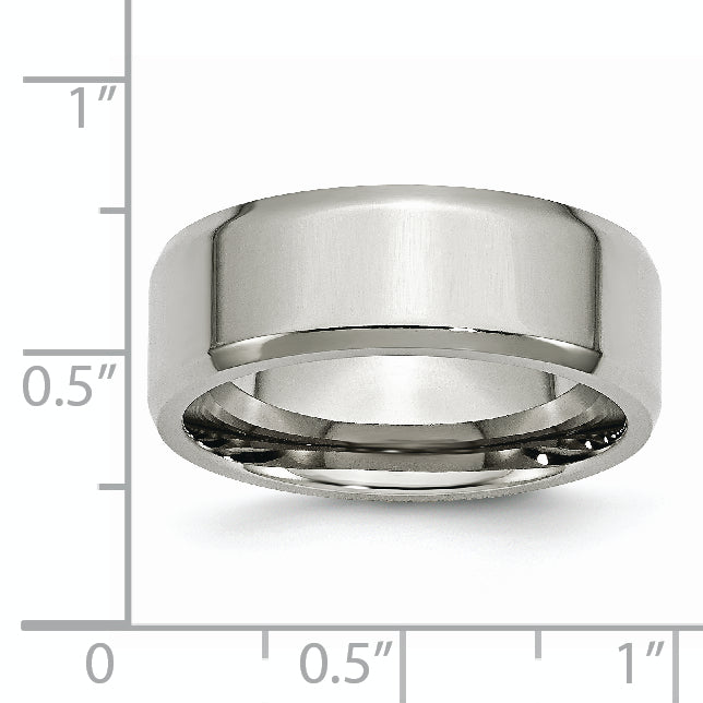 Stainless Steel Polished 8mm Beveled Edge Band